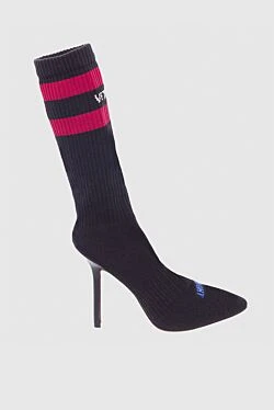 Vetements women's black leather sock boots on high heels 142897 - photo 1