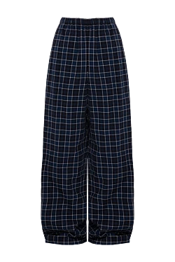 Balenciaga women's cotton trousers in checkered pattern blue 142913 - photo 1