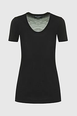 Dolce & Gabbana футболка жіноча вовняна чорна класична 143316 - фото 1