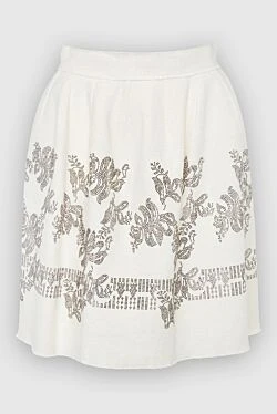 Ermanno Scervino юбка из льна и полиамида белая женская 144277 - фото 1