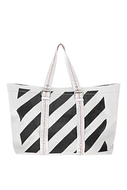Off-White сумка-торба женская белая и черная льняная 145118 - фото 1