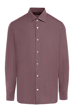 Kiton рубашка из хлопка бордовая мужская 146371 - фото 1