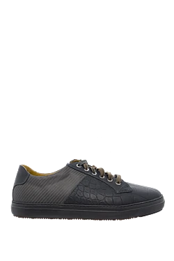 Tardini black carbon and alligator leather sneakers for men 147555 - photo 1
