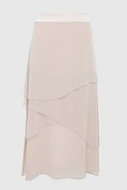 Peserico women's beige skirt with asymmetry and white belt 148608 - photo 1