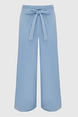 Erika Cavallini women's wide cotton pants with belt light blue 149886 - photo 1