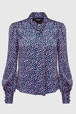 Ermanno Scervino блуза жіноча в квітковий візерунок синя 150135 - фото 1