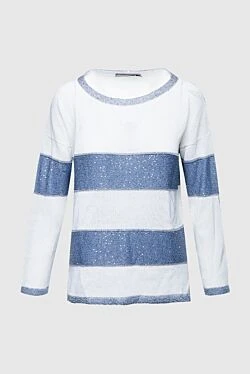 D.Exterior womens white jumper with blue stripes decorated with sequins 151777 - photo 1