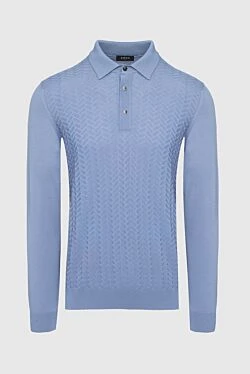 Svevo men's long sleeve light blue fine wool polo shirt with textured pattern 152525 - photo 1