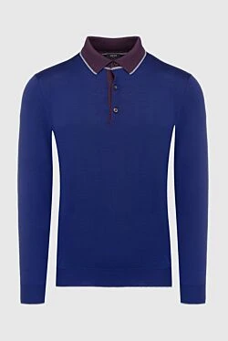 Svevo men's long sleeve blue wool polo shirt with contrasting collar 152636 - photo 1