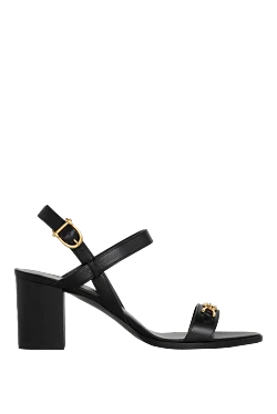 Celine women's black leather sandals with gilded logo 153752 - photo 1