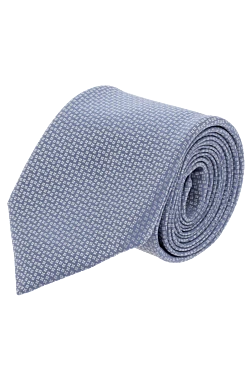 Corneliani silk tie light blue with contrast micro-pattern men's 153838 - photo 1