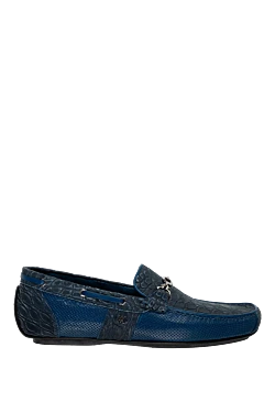Artioli men's moccasins made of alligator leather and genuine leather blue 155318 - photo 1