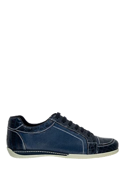 Artioli men's leather and crocodile leather snickers blue 155320 - photo 1