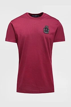 Dolce & Gabbana футболка з бавовни бордова чоловіча 155325 - фото 1