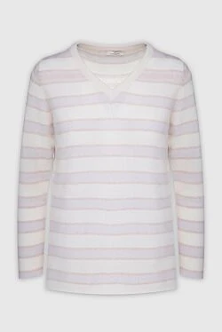 Panicale light pink womens cashmere jumper with white stripes 156017 - photo 1