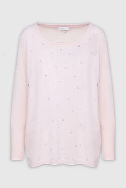 Cashmere & Silk Milano pink cashmere womens loose-fit jumper decorated with sequins 156160 - photo 1