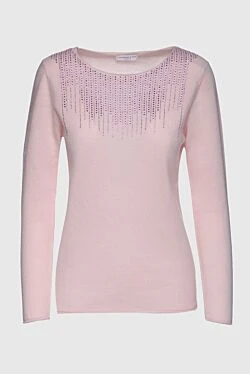 Cashmere & Silk Milano pink cashmere womens jumper decorated with rhinestones 156176 - photo 1