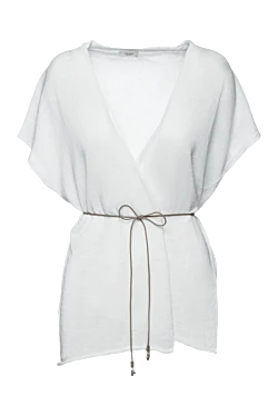 Peserico white sleeveless womens cotton cardigan with a tie closure 156989 - photo 1