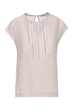 Peserico women's silk blouse with chain beads beige 157036 - photo 1