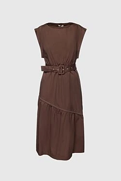 Peserico brown asymmetrical dress with belt for women 157556 - photo 1