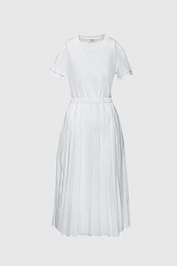 Peserico white cotton dress with elastic waist and pleated skirt for women 157647 - photo 1