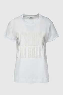 Peserico white womens t-shirt with a logo applique 157650 - photo 1