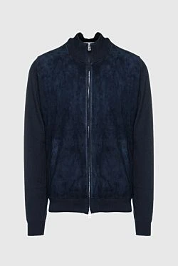 Tombolini blue suede, cotton and silk cardigan for men 157919 - photo 1