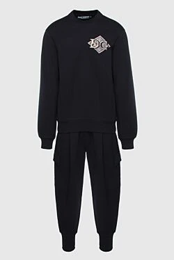 Dolce & Gabbana костюм спортивный черный хлопковый с эластичными манжетами и вышитым логотипом мужской 159300 - фото 1