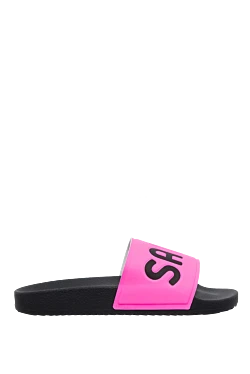 MC2 Saint Barth women's slippers with a pink top and logo, black 160487 - photo 1