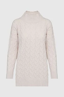 Panicale longline pink womens cashmere jumper with textured knitting 160548 - photo 1