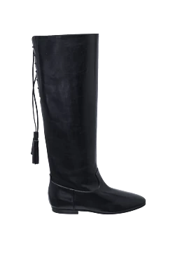 Celine boots women's high leather with tassels black 160811 - photo 1
