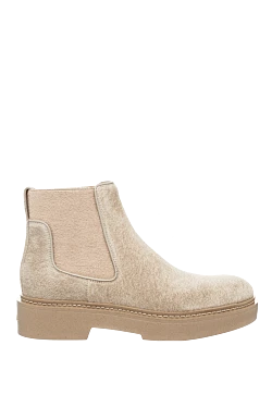 Santoni ботинки женские из нубука с эластичными вставками бежевые 160872 - фото 1