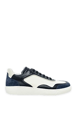 Corneliani blue leather and polyester snickers for men 161233 - photo 1