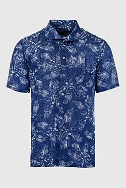 Corneliani рубашка изо льна синяя мужская 161252 - фото 1