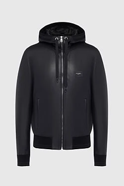 Dolce & Gabbana куртка-худи кожаная черная мужская 161593 - фото 1