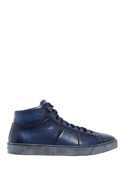 Santoni сникеры из кожи синие мужские 161940 - фото 1