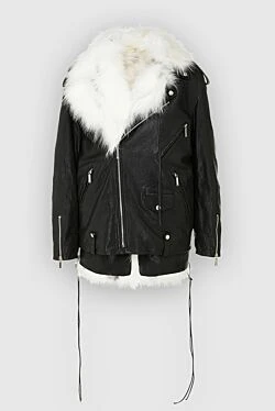 Saint Laurent куртка из кожи и меха черная женская 162151 - фото 1