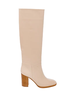 Gianvito Rossi boots women's high leather on square heel beige 162357 - photo 1