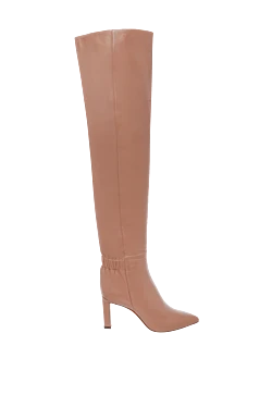 Santoni women's leather over-the-knee boots with elastic, beige 162377 - photo 1