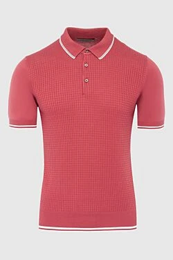 Corneliani red cotton polo shirt with a textured surface and contrasting piping for men 162582 - photo 1