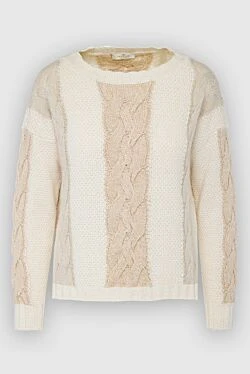 Panicale beige womens jumper with textured knitted inserts 163314 - photo 1