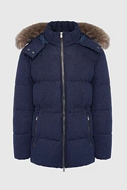 Corneliani пуховик мужской из кашемира синий 163319 - фото 1