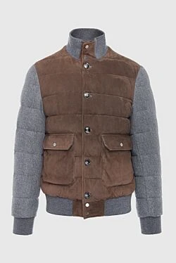 Kiton пуховик мужской из натуральной кожи коричневый 163554 - фото 1