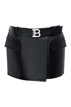 Balmain спідниця зі шкіри чорна жіноча 164332 - фото 1