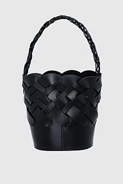 Prada сумка жіноча чорна шкіряна з плетінням 164412 - фото 1