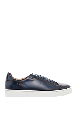 Magnanni blue leather snickers for men 166544 - photo 1