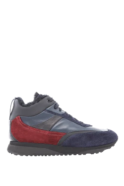 Santoni кроссовки из кожи серые мужские 166724 - фото 1
