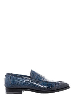 Santoni crocodile leather loafers blue for men 166756 - photo 1