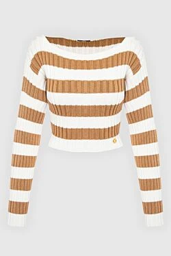 Balmain джемпер з віскози та поліаміду бежевий жіночий 167086 - фото 1