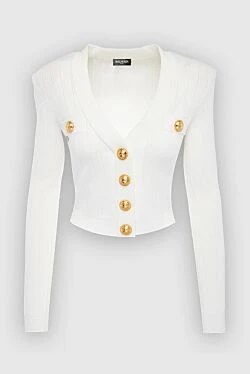 Balmain кардиган з віскози та поліестеру білий жіночий 167104 - фото 1